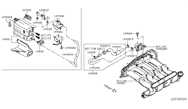 2017 Nissan Rogue Sport  Hose-Anti Evaporation Control Diagram for 149126MA1A