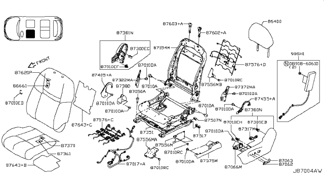 2019 Nissan Rogue Sport Switch Assembly-Front Seat, LH Diagram for 870664BV0A