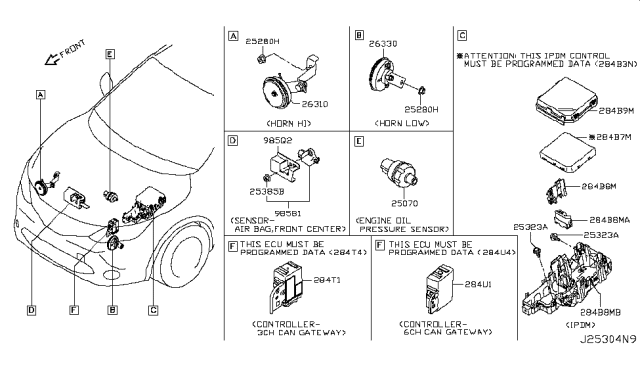 2018 Nissan Rogue Sport  Horn Assy-Electric Low Diagram for 256206MA0A