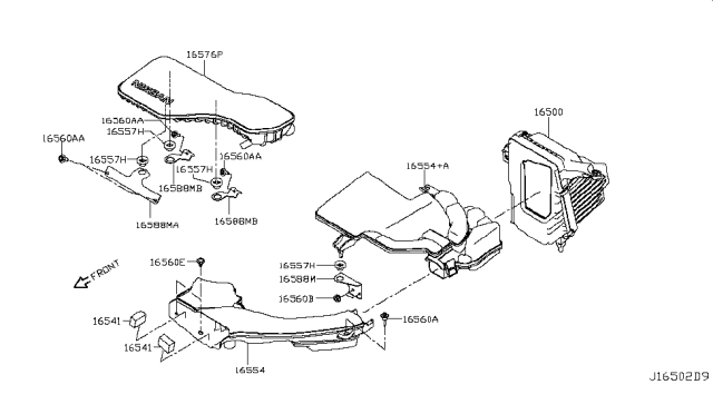 2018 Nissan Rogue Sport  Air Duct Diagram for 165766MA1A
