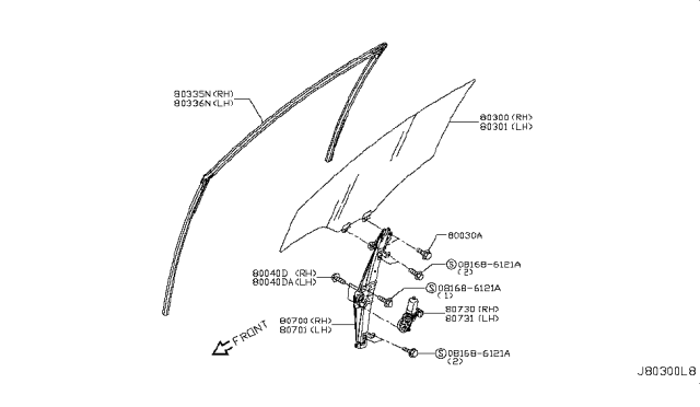2018 Nissan Rogue Sport  Regulator Assy-Door Window, LH Diagram for 807216MA0A