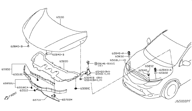 2019 Nissan Rogue Sport Insulator-Hood Diagram for 658406MA0A
