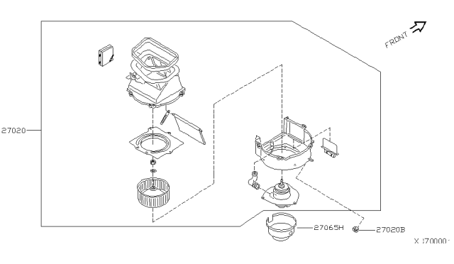 1995 Nissan Sentra  Blower Assy-Front Diagram for 27200F4305