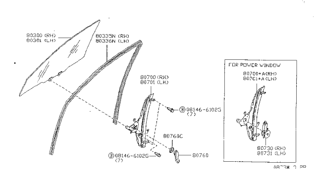 1999 Nissan Sentra  Glass Run Rubber-Front Door LH Diagram for 80331F4300