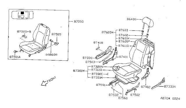 1998 Nissan Sentra  Cushion Assy-Front Seat Diagram for 87300F4313