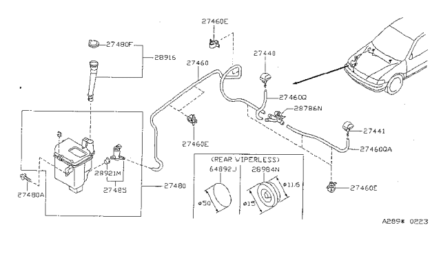 1995 Nissan Sentra  Tank Assy-Windshield Washer Diagram for 28910F4300