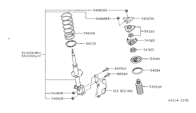 1996 Nissan Sentra  STRUT Kit Front RH Diagram for 54302F4327