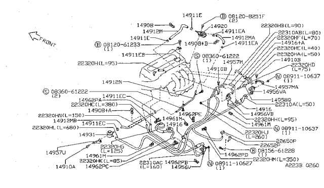 1998 Nissan Sentra Valve Assembly-SOLENOID Diagram for 1495635U10