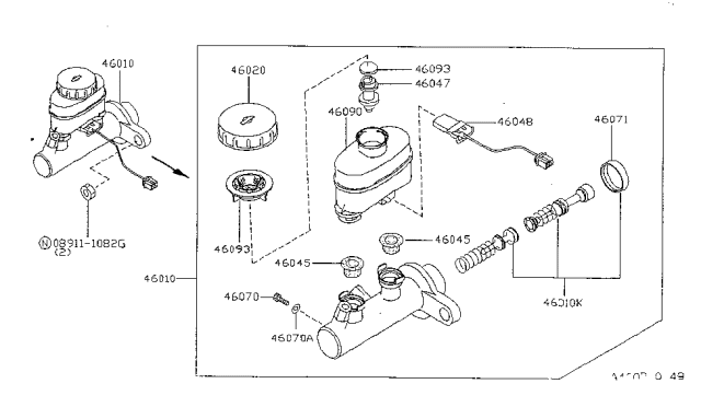1997 Nissan Sentra  Cylinder Brake Diagram for 460101M220
