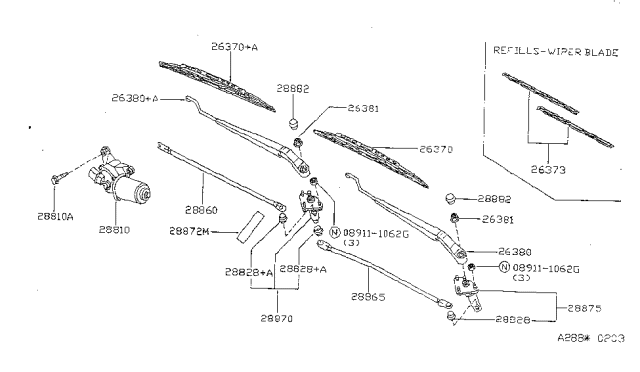 1996 Nissan Sentra  Link Assy-Connecting, No 1 Diagram for 288414B000