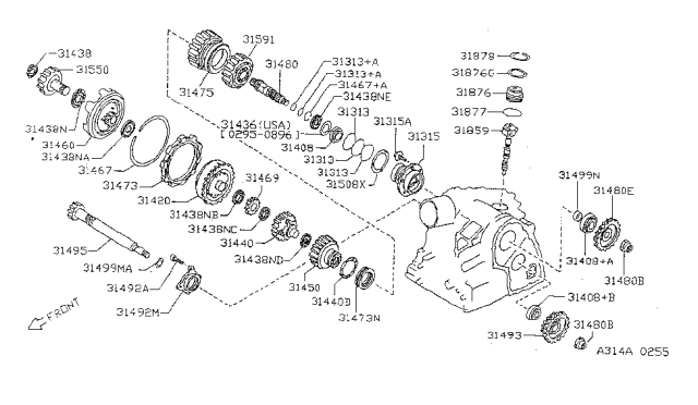 1996 Nissan Sentra  Hub-Overrun Clutch Diagram for 3159131X02