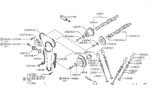 1999 Nissan Sentra  Bolt Diagram for 1309453J01
