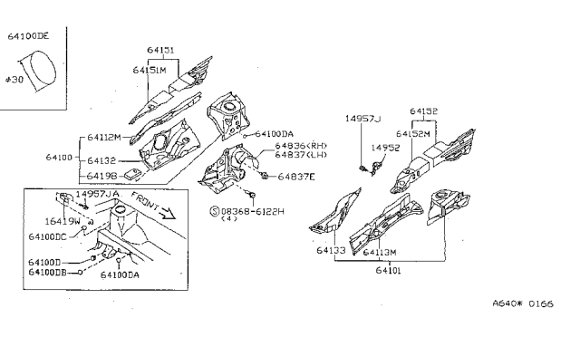 1998 Nissan Sentra  Cover Splash HOODL Diagram for 64839F4300