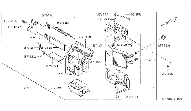 1996 Nissan Sentra  Case Assy-Front Heater Diagram for 27120F4300
