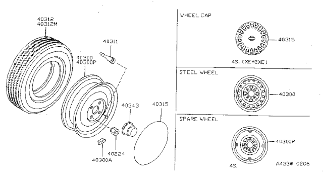 1999 Nissan Sentra  Wheel Assy-Disc Diagram for 403008B700