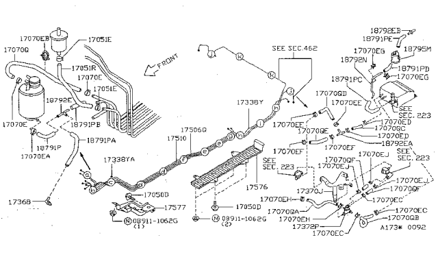 1997 Nissan Sentra Valve Assy-Vacuum Cut Diagram for 173723M200