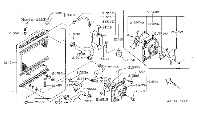 1996 Nissan Sentra  Hose-RESERVER Tank Diagram for 21741F4300