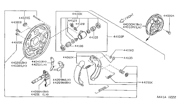 1997 Nissan Sentra  Plate Assembly-Back Rear Brake LH Diagram for 44030F4300