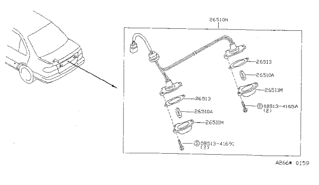 1996 Nissan Sentra  Lamp Assembly-License Diagram for 26510F4301