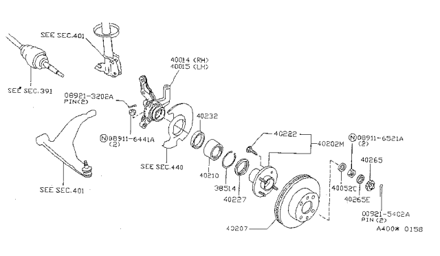 1996 Nissan Sentra  Hub Assembly Road Wheel Diagram for 40202F4300