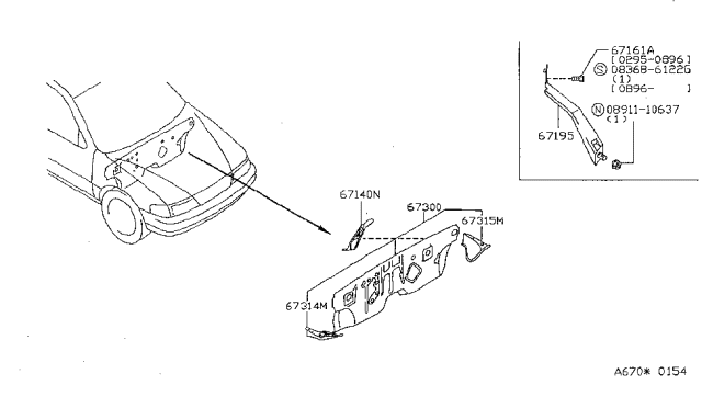 1999 Nissan Sentra  Dash Lower Diagram for 67300F4330