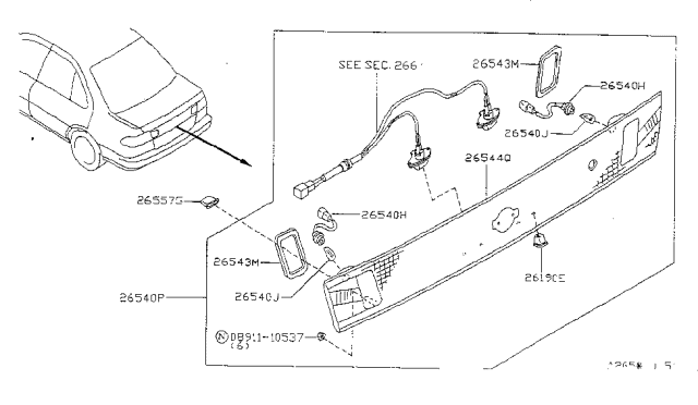 1998 Nissan Sentra  Lamp Assembly-Back Up Diagram for 26540F4301