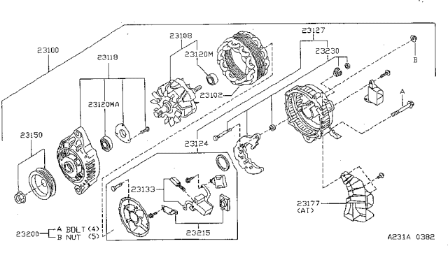 1998 Nissan Sentra  ALTERNATOR Diagram for 231000M810