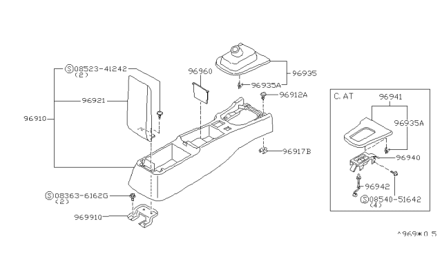 1997 Nissan 240SX Boot-Console Diagram for 9693570F01