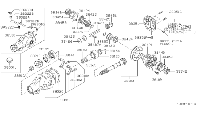 1995 Nissan 240SX  Stud Diagram for 3835410V00