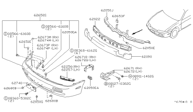 1997 Nissan 240SX  Screw-Tapping Diagram for 0856661608