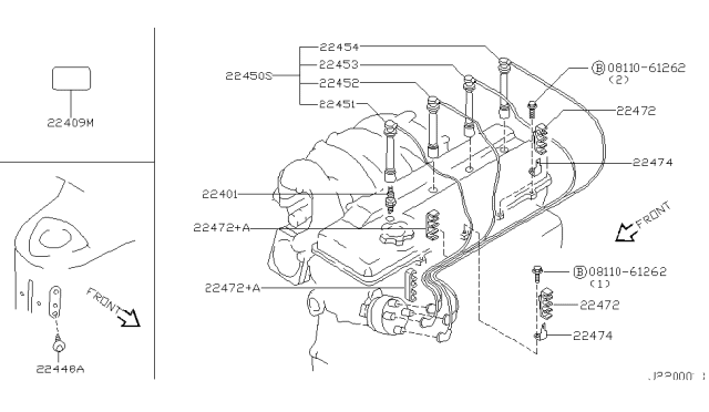 1996 Nissan 240SX  Spark Plug Diagram for 2240197E15