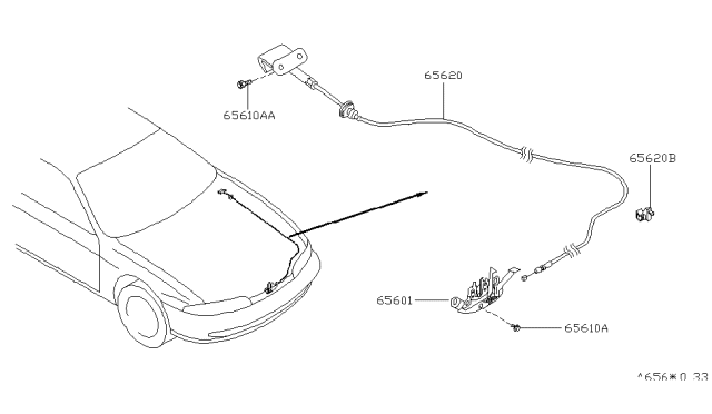 1997 Nissan 240SX  Male Assy-Hood Lock Diagram for 6560170F00