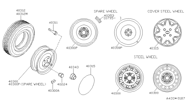 1997 Nissan 240SX  Wheel Assy-Disc Diagram for 4030038F08