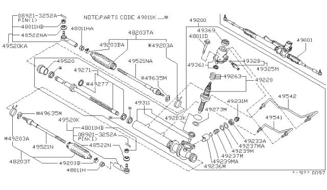 1997 Nissan 240SX  Socket Kit-Tie Rod Outer Diagram for 4852015U25