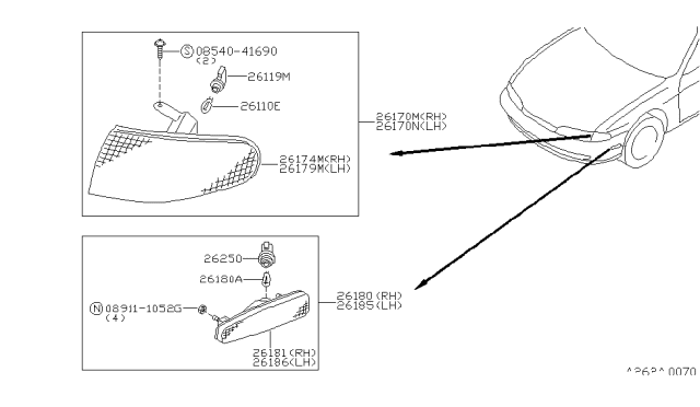 1996 Nissan 240SX Lamp Assembly-Clearance, RH Diagram for 2617075F25