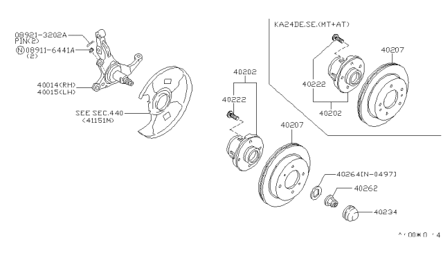 1998 Nissan 240SX Spindle-KNUCKLE, LH Diagram for 4001570T00