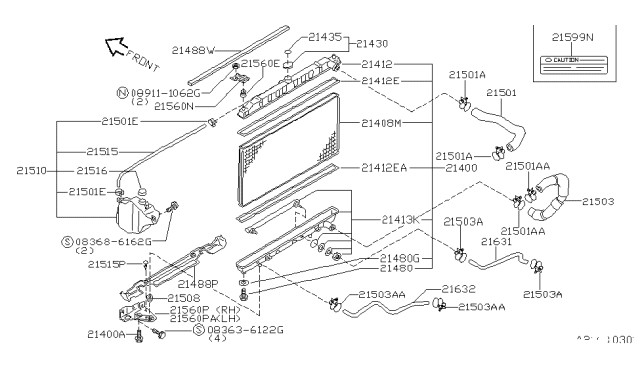 1998 Nissan 240SX Clamp-Hose Diagram for 215144E100