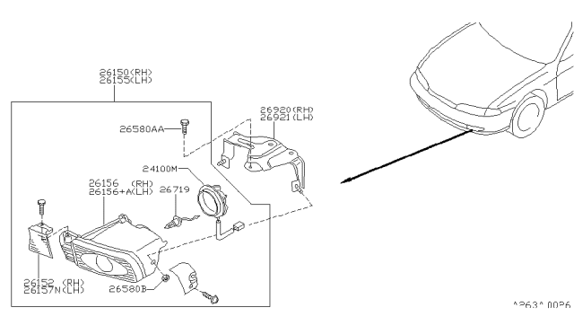 1996 Nissan 240SX  Bulb Diagram for 26293C9912