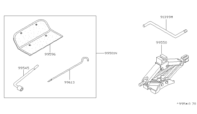 1998 Nissan 240SX  Tool Set Diagram for 995010U000