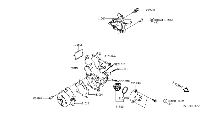 2019 Nissan Altima  Cover Pump Diagram for 210136CA0A