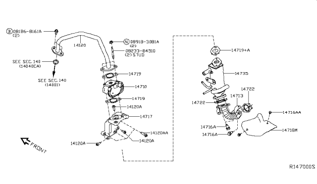 2019 Nissan Altima  ERG Guide Tube Diagram for 147136CA1A