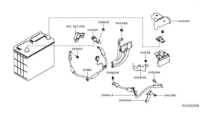2019 Nissan Altima Bracket-Engine Room Harness Diagram for 242386CA0C