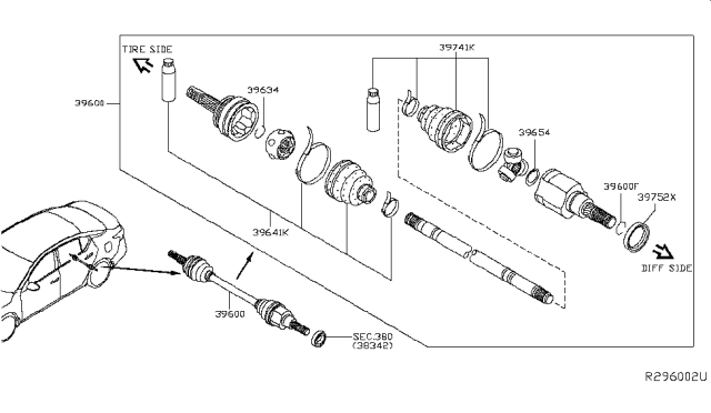 2019 Nissan Altima  Drive Shaft Rear RH Diagram for 396006CA0A