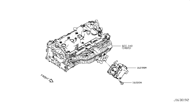 2019 Nissan Altima Throttle Body Diagram for 161194TR0A