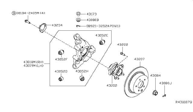 2019 Nissan Altima  Housing Assy-Rear Axle, LH Diagram for 430196CA0A