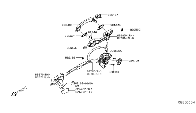 2019 Nissan Altima Bracket Outside Handle Diagram for 826116CA0A