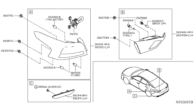 2019 Nissan Altima  Clip Diagram for 263989N00A