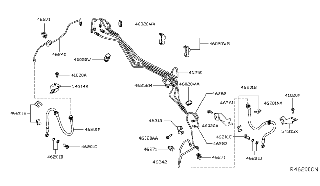 2019 Nissan Altima  Tube Assembly Brake, Rear Master Cylinder Diagram for 462526CA0A