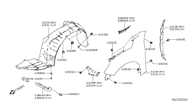 2019 Nissan Altima PROTCT Front Fender R Diagram for 638406CA1A