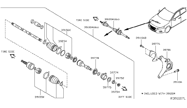 2019 Nissan Altima Repair Kit - Dust Boot, Inner Diagram for 39741ET000